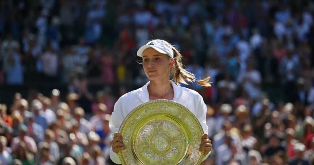 Russian-born Rybakina Lifts Wimbledon Trophy For Kazakhstan